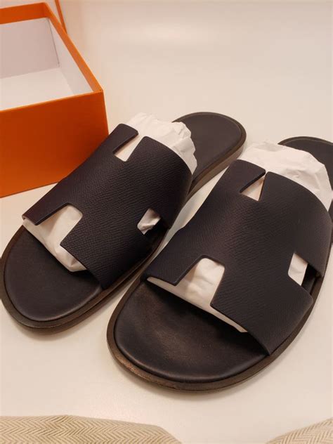 hermes izmir h iconic suede leather slide|Hermès Izmir H Logo Slides .